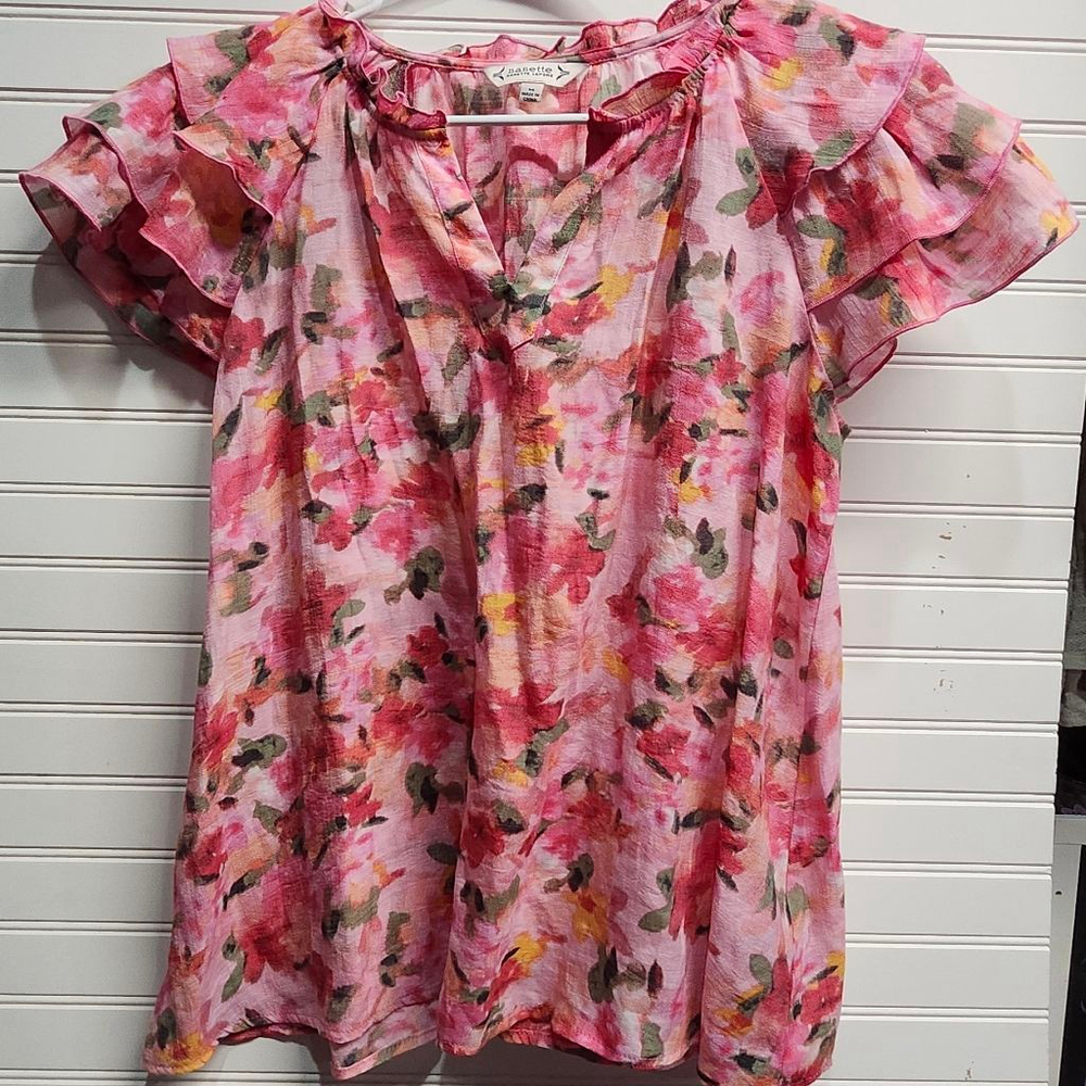 Women's Nanette Lepore Pink Floral Blouse M B1